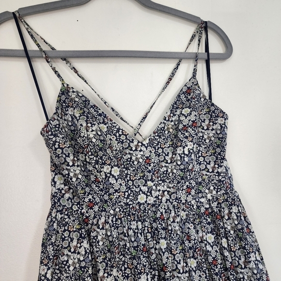 J. Crew Liberty Fabrics Blue Floral Strappy back Midi Dress Girly Prarie Fairyco - Picture 6 of 16